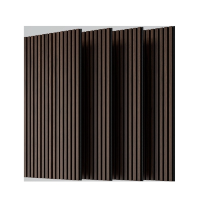 4-Pack Wood Slat Acoustic Wall Panels with MDF & High-Density Polyester, Walnut