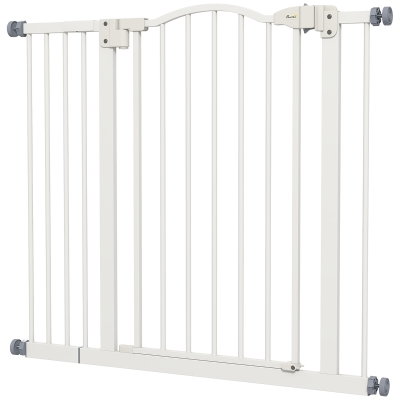 PawHut Extra Tall Dog Gate with Door, Pressure Fit, Auto Close, Double Locking for Doorways Hallways Stairs, 29"-37", White