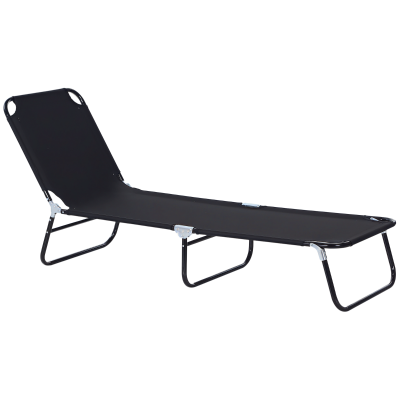 Outsunny Folding Chaise Lounge Chairs, Outdoor Reclining, Black
