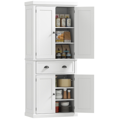 HOMCOM Long Standing Kitchen Cabinet w/ 2 Drawers MDF Board White
