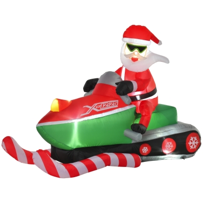 HOMCOM 7ft Santa Claus Snowmobile Inflatable Outdoor Decor