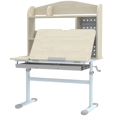 Qaba Kids Desk Height Adjustable with Tilted Desktop, Storage, Drawer, Pegboard, for 3-12 Years