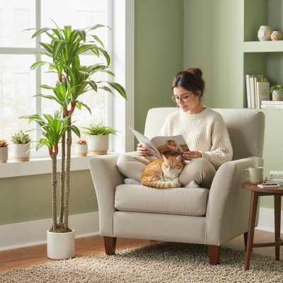 HOMCOM 5FT Dracaena Fake Plant, Artificial Plant with Bendable Trunks for Home Office Decor, Green