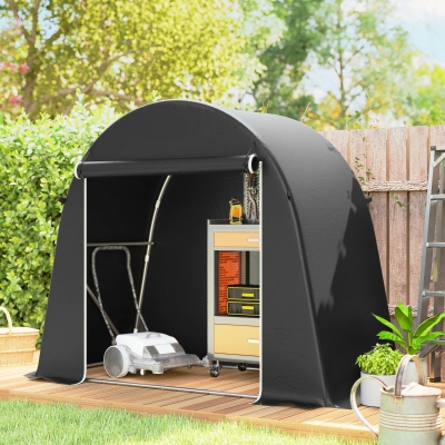 Outsunny 8' x 4' Portable Shed, Waterproof Bike Tent with Roll-up Zipper Door and Galvanised Metal Frame for Bike, Garden Tools