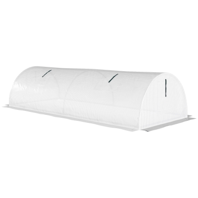 Outsunny Portable Mini Greenhouse, Tunnel Growing Tent with 5 Mesh Windows and Steel Frame,7' x 3' x 2', White