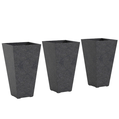 Outsunny 28" Tall Stackable Planters, Set of 3 with Drainage, Black