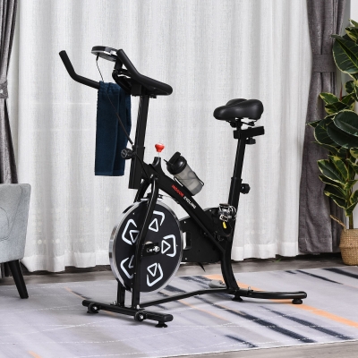 Soozier Exercise Bike, Stationary Bike with LCD Display, Indoor Cycling Bike for Home Workout, with 6kg Flywheel, Black