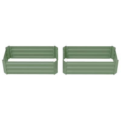 Outsunny Set of 2 Raised Garden Bed, Steel Elevated Planter Box for Flowers, Herbs, Succulents, 39"x20"x12", Green
