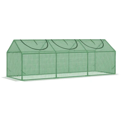Outsunny Portable Mini Tunnel Greenhouse Garden Planting Warm House with 3 Windows, 71" x 24" x 24", Green
