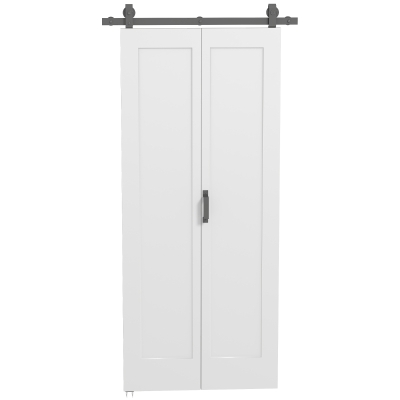 HOMCOM 35" x 83" Folding Sliding Door, 3.6FT Bi-Folding Door with Hardware Kit Included & Handle, DIY Paintable MDF Surface