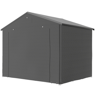 Outsunny 8' x 6' Portable Shed, Waterproof Bike Tent with Roll-up Zipper Door, Vent and Galvanised Metal Frame, Dark Grey