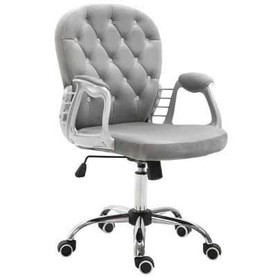 Vinsetto Office Chair, Comfortable Computer Desk Chair with Padded Seat and Adjustable Height, Tufted Back, Grey