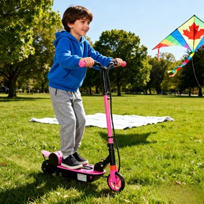 Soozier Foldable Electric Scooter for Kids Ages 6-14, with Seat