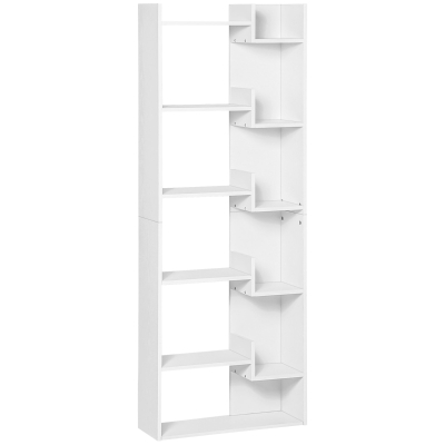 HOMCOM 6-Tier Tall Bookcase, Modern Storage Bookshelf, Display Shelves, Floor Standing Shelving, Display Rack for Living Room, Home Office, White