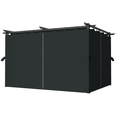 Outsunny 10' x 13' Pergola with Retractable Canopy and Curtains, UPF30+ Sun Shade Shelter for Grill, Garden, Backyard, Deck