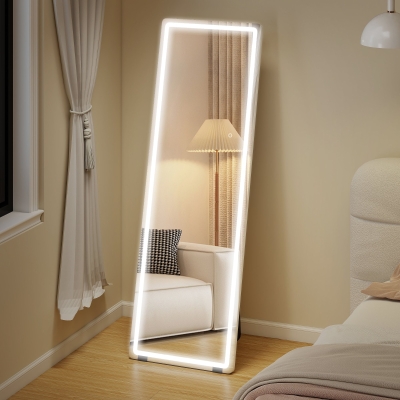 HOMCOM LED Full Length Mirror, Standing Body Mirror with 3 Colour Lighting for Bedroom Living Room