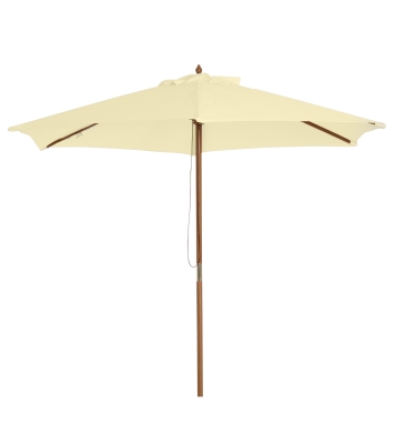 Outsunny 8FT Wood Market Umbrella Patio Umbrella Round Garden Parasol Canopy with Bamboo Ribs and Top Vent, Cream White