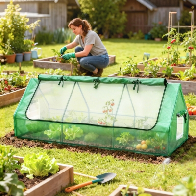 Outsunny Portable Mini Greenhouse with Mesh Windows for Indoor and Outdoor, 94.5" x 35.4" x 35.4", Green
