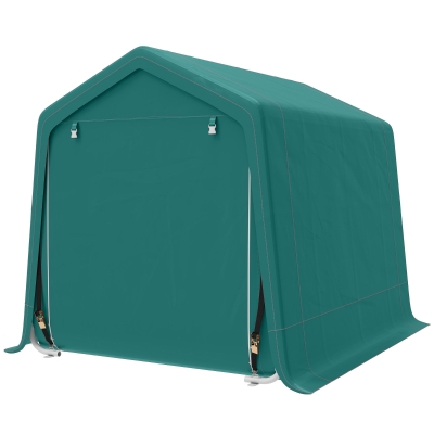 Outsunny 7.9' x 6.6' Garden Storage Tent, Patio Storage Shelter w/ Metal Frame and Double Zipper Doors, Green