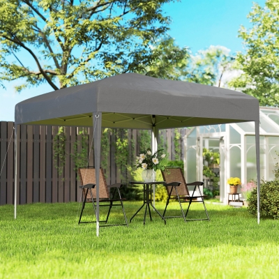 Outsunny 10 x 10ft Folding Pop Up Tent Outdoor Gazebo Canopy with Carrying Bag, Grey