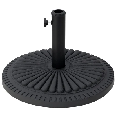 Outsunny Patio Umbrella Base Stand, Round Cement Parasol Holder for Outdoor, Patio, Garden, Beach, Fits Φ1.4", Φ1.5" and Φ 2" Pole, Black