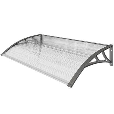 Outsunny Window Awning Door Canopy, Polycarbonate Front Door Outdoor Patio Cover, Sun Shelter, Hollow Sheet, 43.3" x 23.6", Clear
