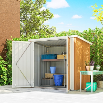 Outsunny 5' x 3' Metal Garden Storage Shed, Tool House with Double Doors for Backyard, Patio, Lawn