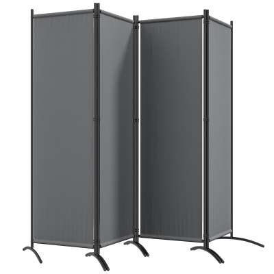 Outsunny Folding Room Divider, Privacy Screen for Home Office Bedroom, 5.6FT Tall, Dark Grey