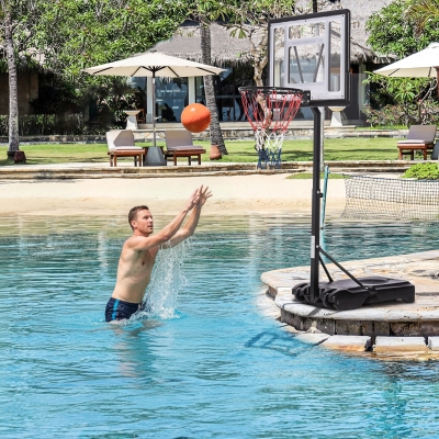 Soozier Portable Basketball Hoop System Stand Goal Pool Side with Height Adjustable 3FT-4FT, 32'' Backboard