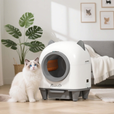 PawHut Automatic Cat Litter Box with App Control, Odor Isolation, Safety Protection, Anti-Pinch, 1 Roll Garbage Bag