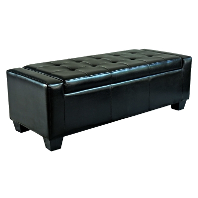HOMCOM 51" Tufted Faux Leather Storage Ottoman, Black