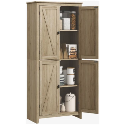 HOMCOM 72" Freestanding Storage Cabinet, Kitchen Pantry Cabinet with Doors and Shelves for Dining Room, Natural