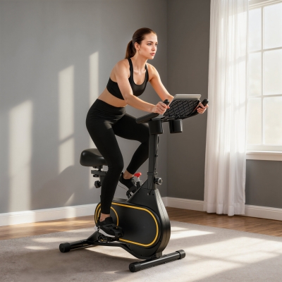 Soozier Exercise Bike, Magnetic Resistance Exercise Bike with LCD Display, Low Noise Stationary Indoor Cycling Bike for Home