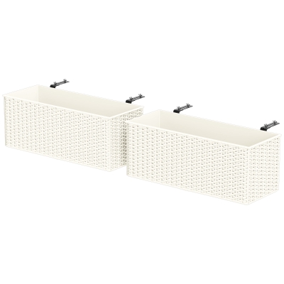 Outdoor Planters 19.7" L x 7.5" W x 7.5" H White