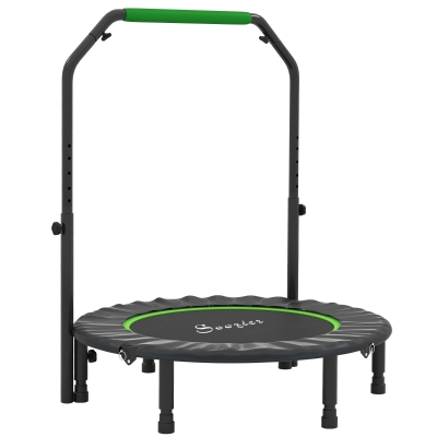 Soozier 40" Foldable Mini Fitness Trampoline, with Adjustable Foam Handle, Green