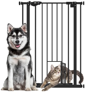 PawHut 41" Easy Open Indoor Dog Gates for Doorways, House, Stair - Black