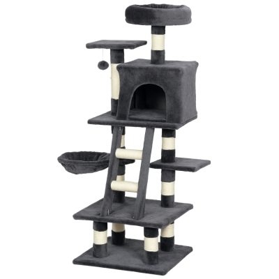 PawHut 52 Inch Large Cat Tree for Indoor Cats, Dark Grey