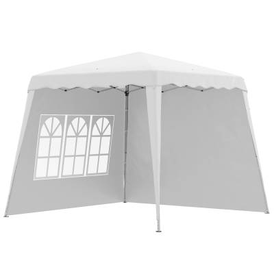 Outsunny Pop Up Canopy Tent with 2 Sidewalls, UV50+ Tents for Parties, Height Adjustable, with Carry Bag and Slant Legs, for Outdoor, Garden, Patio, 8 x 8ft Top / 9.5 x 9.5ft Base
