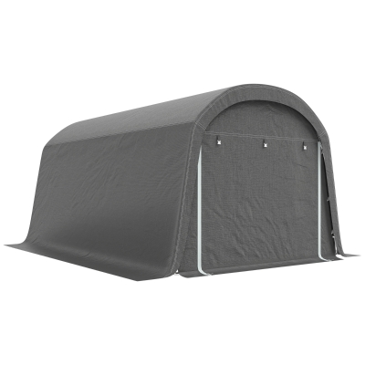 Outsunny 10' x 15' Portable Shed, Outdoor Storage Shed Tent with Roll-Up Zipper Door for Patio Garden Garage, Dark Grey