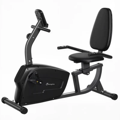 Soozier Recumbent Exercise Bike with 8-Level Magnetic Resistance, LCD Monitor, Heart Rate Handle and Adjustable Seat
