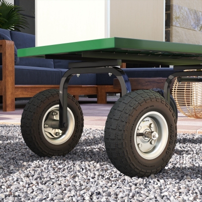 Outsunny Set of 2 Pneumatic Wheels, 10" Wheelbarrow Wheels Replacement for Barn Carts, Hose Carts, Garden Carts, Black