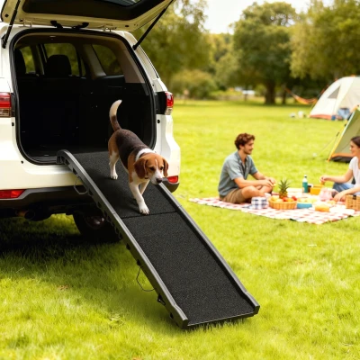 PawHut 61" Folding Dog Ramp with Non-Slip Surface & Side Rails