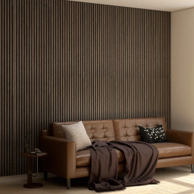 HOMCOM 47"x24" Acoustic Wood Slat Panels, Sound Absorbing, Walnut