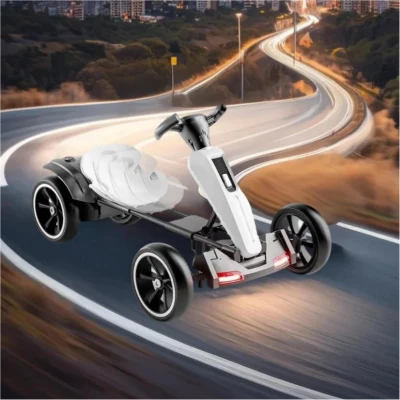 12V Electric Pedal Go-Kart for Kids with Adjustable High-Back Seat, White
