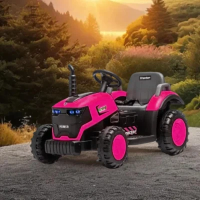 12V Kids Electric Ride-On Tractor with Bluetooth Music, Magenta