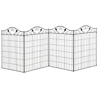 Outsunny Garden Decorative Fence 4 Panels 44in x 12ft Steel Wire Border Edging for Landscaping