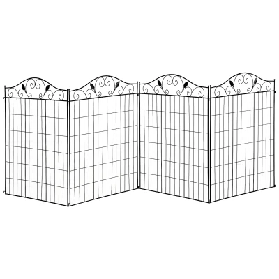 Outsunny Garden Decorative Fence 4 Panels 44in x 12ft Steel Wire Border Edging for Landscaping