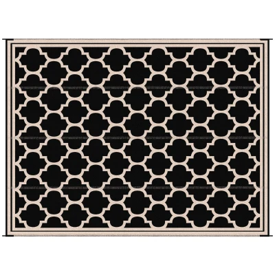 Outsunny 9'x12' Reversible Outdoor RV Rug, Patio Floor Mat, Plastic Straw Rug for Backyard, Deck, Beach, Camping, Black
