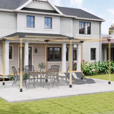 Outsunny 12PCS Pergola Kit, Pergola Brackets with 3-Way & 4-Way Corner Brackets for 4"x4" (Actual 3.6"x3.6") Lumber