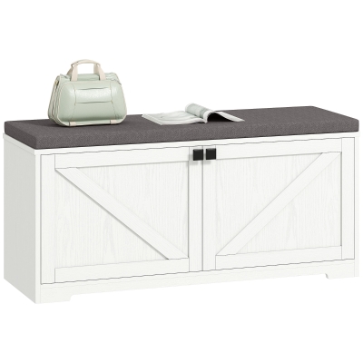 HOMCOM Shoe Storage Bench with Padded Seat, Entryway Bench Holds up to 352 lb, Shoe Organizer, 8 Pairs, White Wood Grain